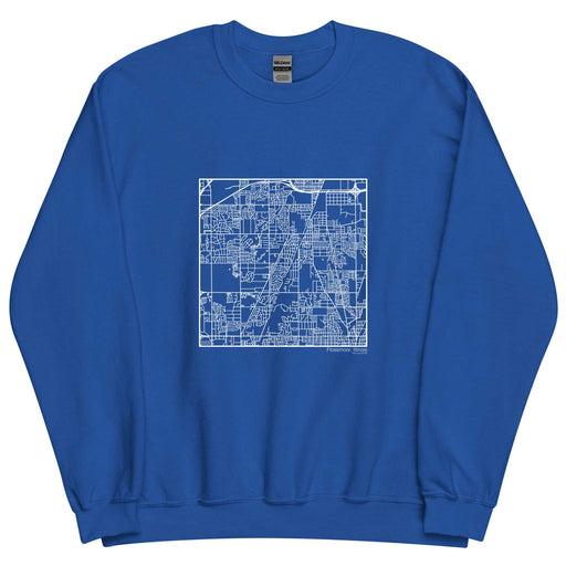 Flossmoor Illinois  Map Unisex Crewneck Sweater with City inscription in Royal Blue