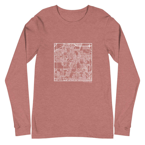 Flossmoor Illinois  Map Unisex Long-Sleeve T-shirt with City inscription in Heather Mauve