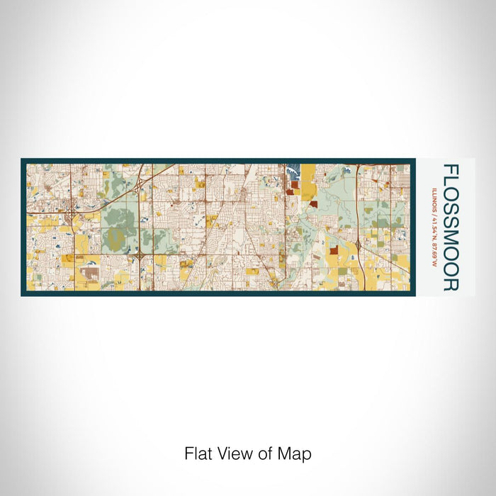 Rendered View of Flossmoor Illinois Map on 10oz Stainless Steel Insulated Cup in Woodblock with Sliding Lid
