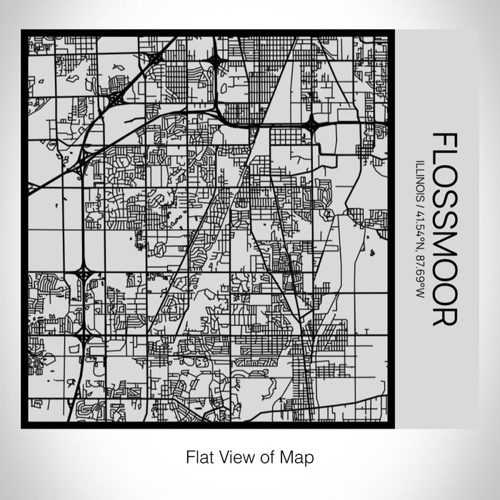 Rendered View of Flossmoor Illinois Map on 17oz Stainless Steel Insulated Tumbler in Tactile Lines with Succulent in Background