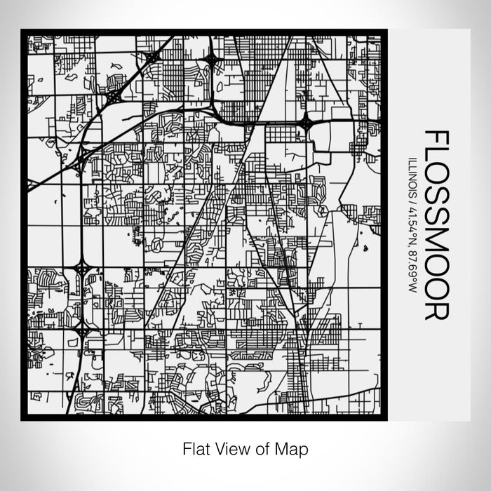 Rendered View of Flossmoor Illinois Map on 17oz Stainless Steel Insulated Tumbler in Matte White with Tactile Lines