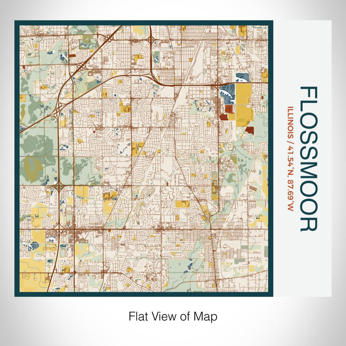 Rendered View of Flossmoor Illinois Map on 17oz Stainless Steel Insulated Tumbler in Woodblock Map Style