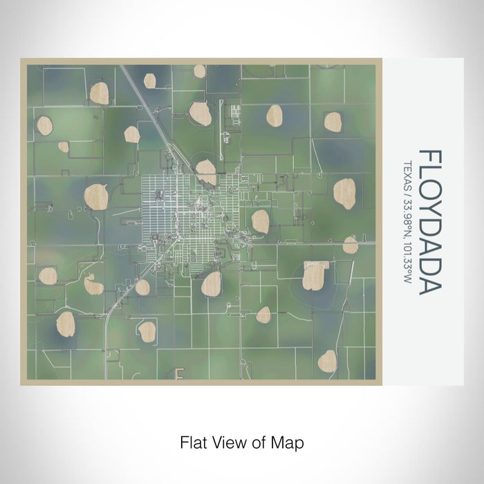 Rendered View of Floydada Texas Map on 20oz Stainless Steel Insulated Bottle with Bamboo Top with printed afternoon style map