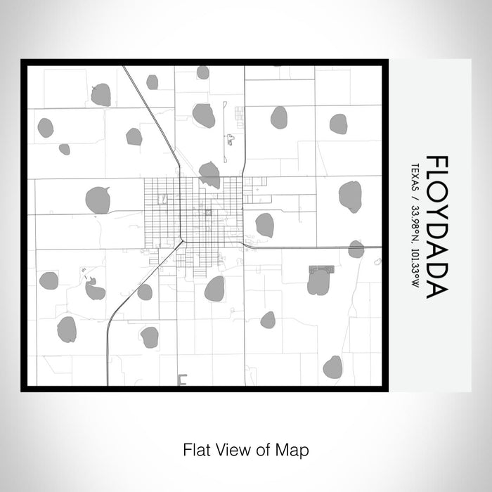 Rendered View of Floydada Texas Map on 20oz Stainless Steel Insulated Bottle with Bamboo Top with printed classic style map
