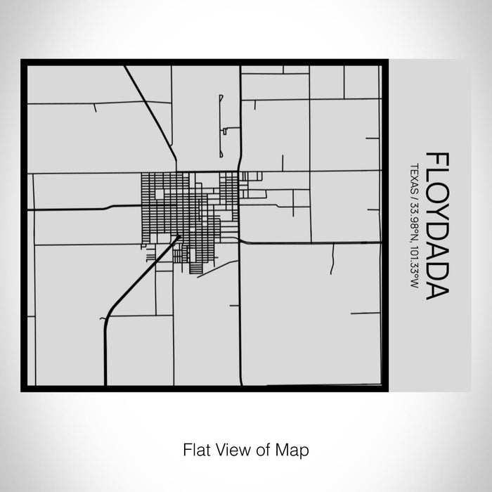 Rendered View of Floydada Texas Map on 20oz Stainless Steel Insulated Bottle with Bamboo Top with printed Tactile Lines Map in Black