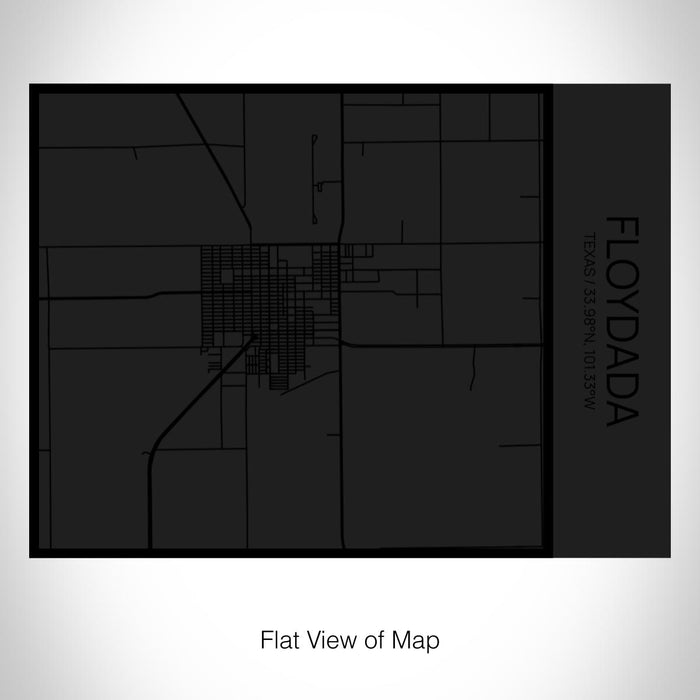 Rendered View of Floydada Texas Map on 20oz Stainless Steel Insulated Bottle with Bamboo Top in Matte Black with printed Tactile Lines Map in Black