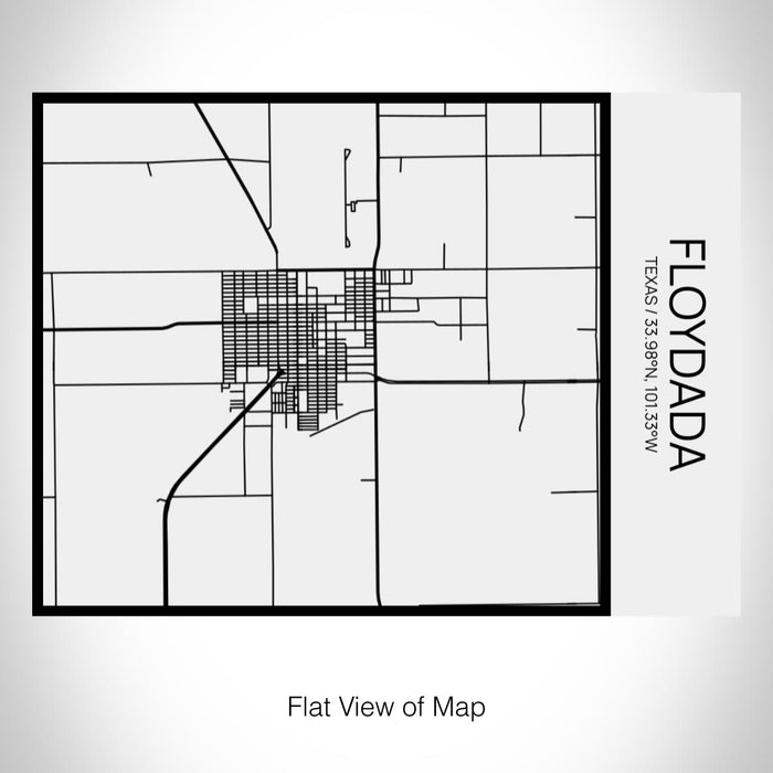 Rendered View of Floydada Texas Map on 20oz Stainless Steel Insulated Bottle with Bamboo Top in Matte White with printed Tactile Lines Map in Black