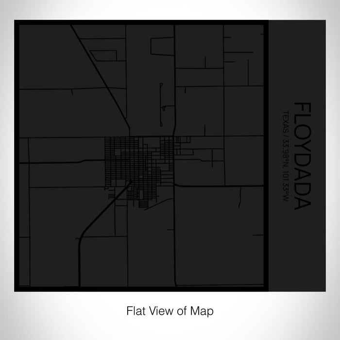 Rendered View of Floydada Texas Map on 17oz Stainless Steel Insulated Tumbler in Matte Black with Tactile Lines