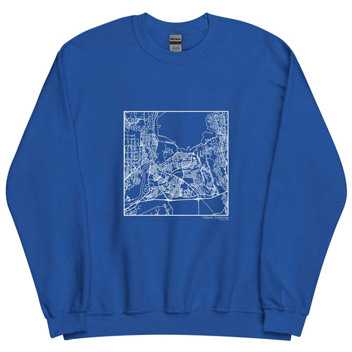 Folsom California  Map Unisex Crewneck Sweater with City inscription in Royal Blue