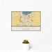 12x18 Fond du Lac Wisconsin Map Print Landscape Orientation in Woodblock Style With Small Cactus Plant in White Planter