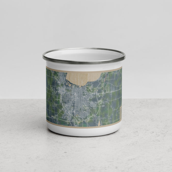 Front View Custom Fond du Lac Wisconsin Map Enamel Mug in Afternoon