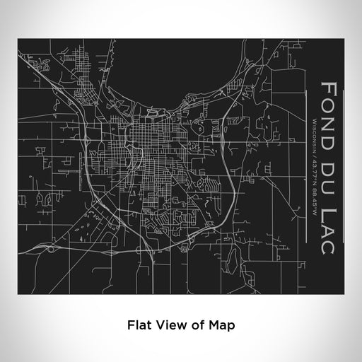 Rendered View of Fond du Lac Wisconsin Map Engraving on 20oz Stainless Steel Insulated Bottle with Bamboo Top in Black