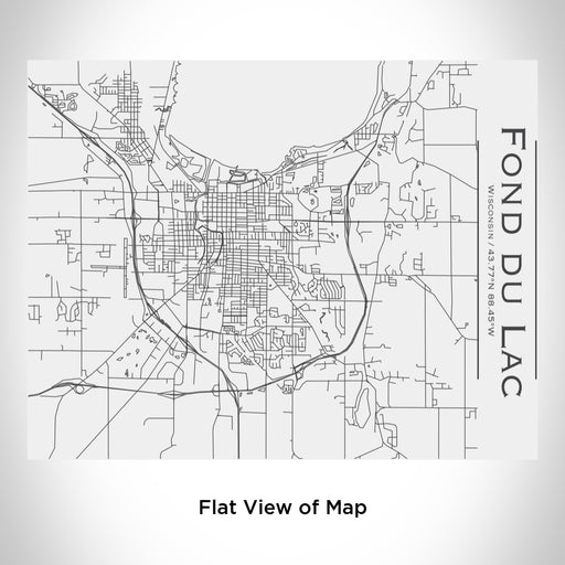 Rendered View of Fond du Lac Wisconsin Map Engraving on 20oz Stainless Steel Insulated Bottle with Bamboo Top in White