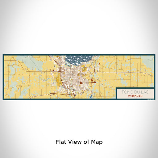 Flat View of Map Custom Fond du Lac Wisconsin Map Enamel Mug in Woodblock