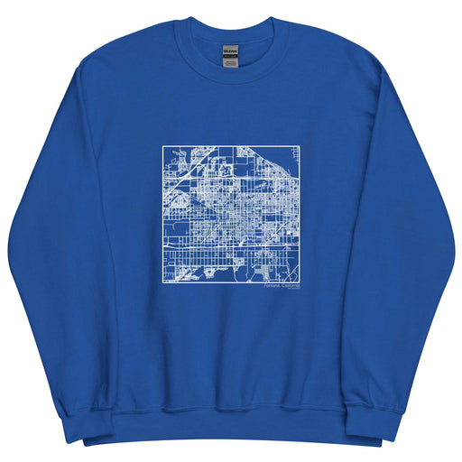 Fontana California  Map Unisex Crewneck Sweater with City inscription in Royal Blue