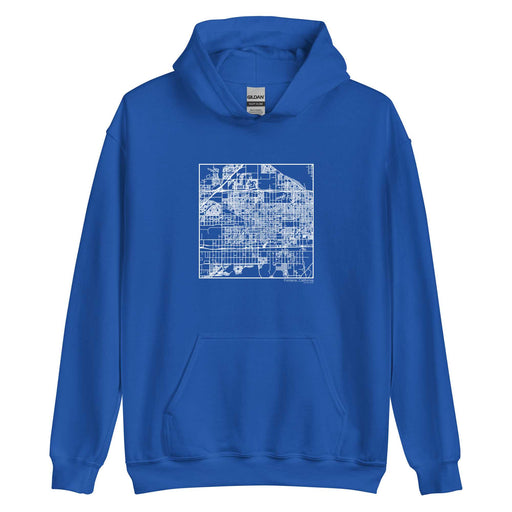 Fontana California  Map Unisex Hoodie Sweater with City inscription in Royal Blue