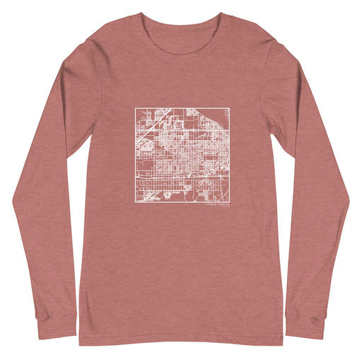 Fontana California  Map Unisex Long-Sleeve T-shirt with City inscription in Heather Mauve