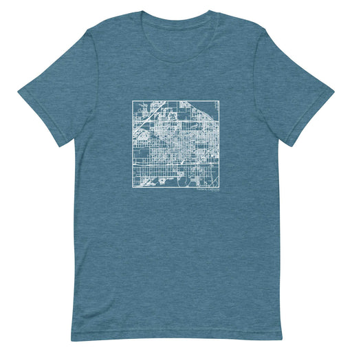 Fontana California  Map Unisex T-Shirt with City inscription in Heather Teal
