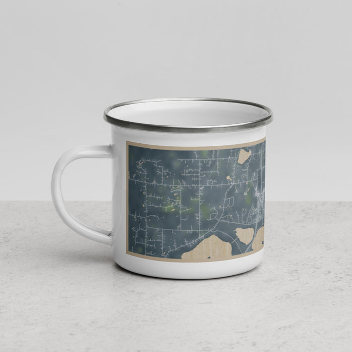 Left View Custom Forest Lake Minnesota Map Enamel Mug in Afternoon