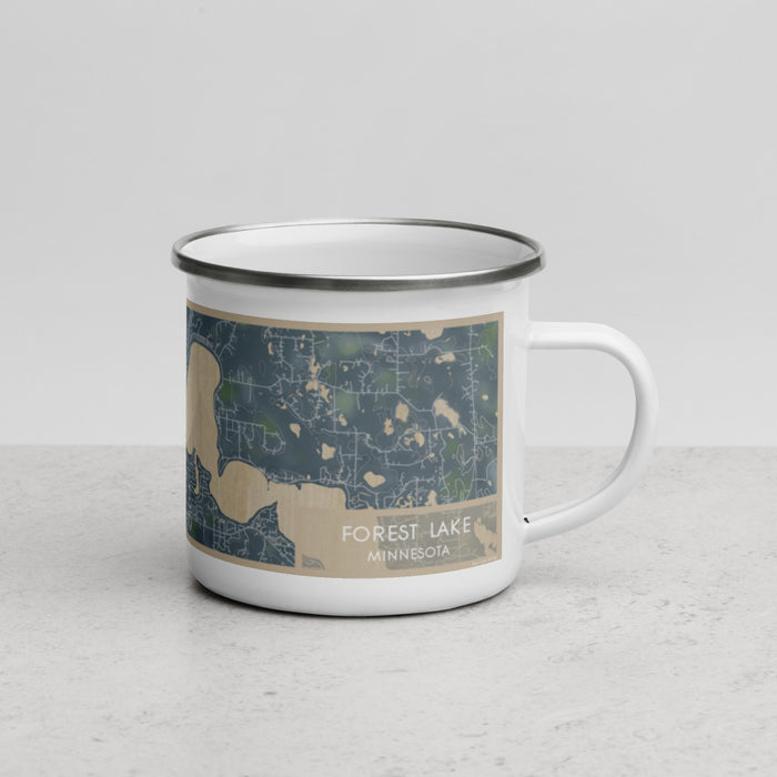 Right View Custom Forest Lake Minnesota Map Enamel Mug in Afternoon