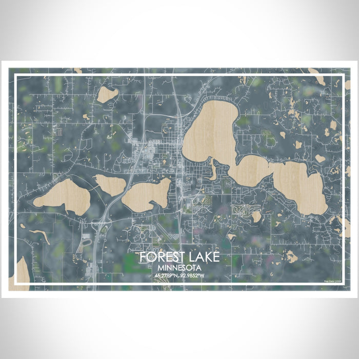 Forest Lake Minnesota Map Print Landscape Orientation in Afternoon Style With Shaded Background