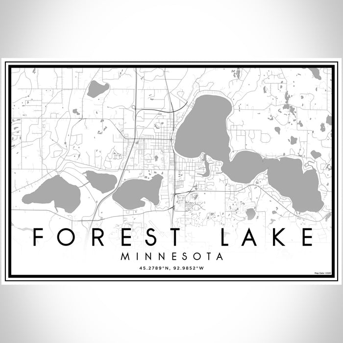 Forest Lake Minnesota Map Print Landscape Orientation in Classic Style With Shaded Background