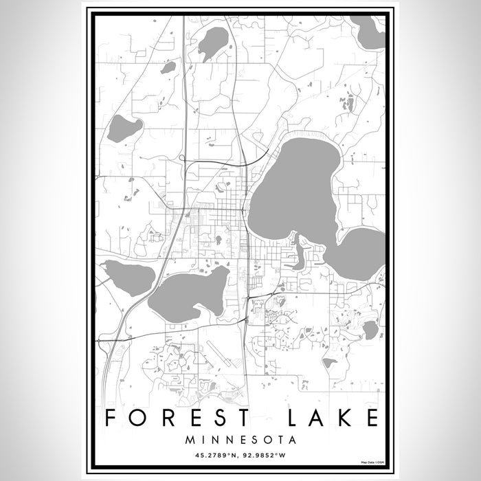 Forest Lake Minnesota Map Print Portrait Orientation in Classic Style With Shaded Background