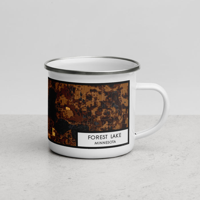 Right View Custom Forest Lake Minnesota Map Enamel Mug in Ember