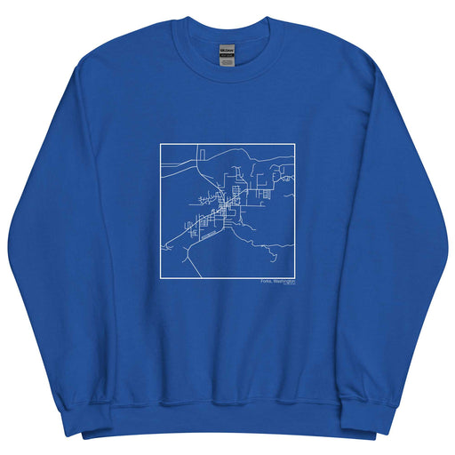 Forks Washington  Map Unisex Crewneck Sweater with City inscription in Royal Blue