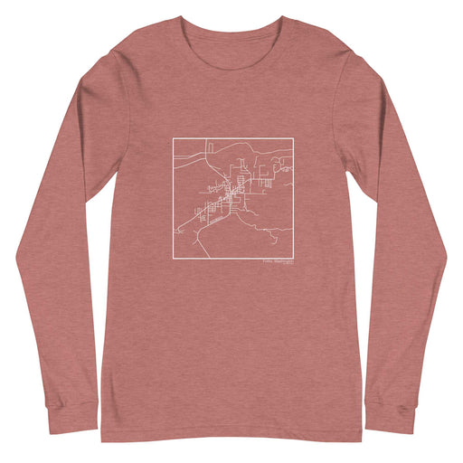 Forks Washington  Map Unisex Long-Sleeve T-shirt with City inscription in Heather Mauve