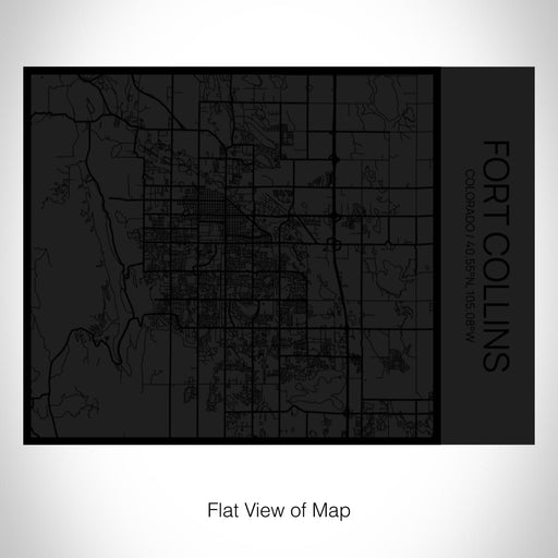 Rendered View of Fort Collins Colorado Map on 20oz Stainless Steel Insulated Bottle with Bamboo Top in Matte Black with printed Tactile Lines Map in Black