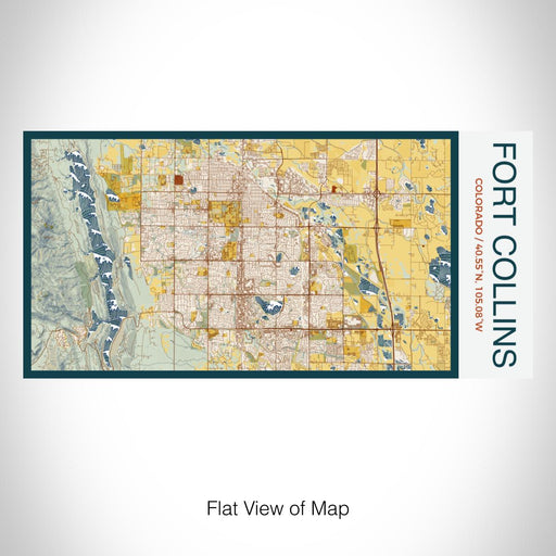 Rendered View of Fort Collins Colorado Map on 17oz Stainless Steel Insulated Bottle with printed woodblock style map