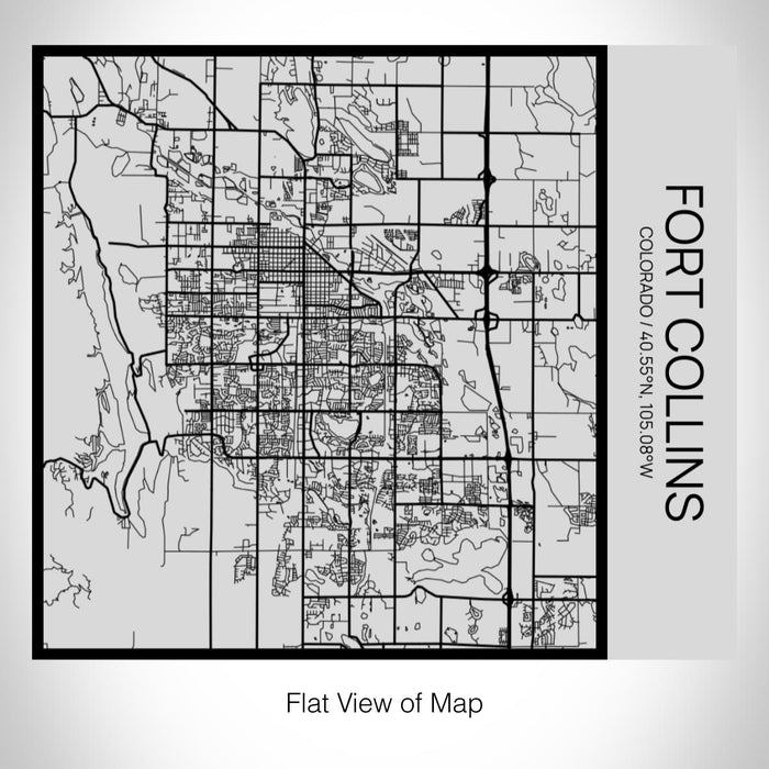 Rendered View of Fort Collins Colorado Map on 17oz Stainless Steel Insulated Tumbler in Tactile Lines with Succulent in Background