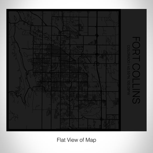Rendered View of Fort Collins Colorado Map on 17oz Stainless Steel Insulated Tumbler in Matte Black with Tactile Lines