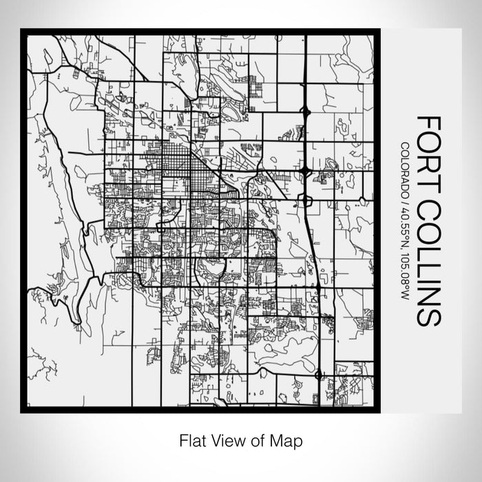 Rendered View of Fort Collins Colorado Map on 17oz Stainless Steel Insulated Tumbler in Matte White with Tactile Lines