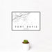 12x18 Fort Davis Texas Map Print Landscape Orientation in Classic Style With Small Cactus Plant in White Planter