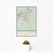 12x18 Fort Davis Texas Map Print Portrait Orientation in Woodblock Style With Small Cactus Plant in White Planter