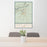 24x36 Fort Davis Texas Map Print Portrait Orientation in Woodblock Style Behind 2 Chairs Table and Potted Plant