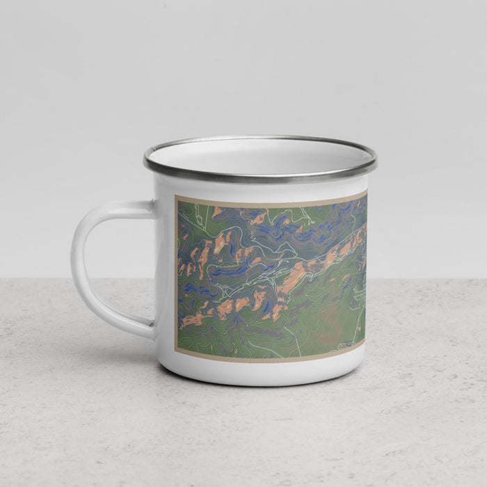 Left View Custom Fort Davis Texas Map Enamel Mug in Afternoon