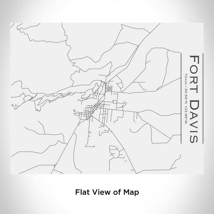 Rendered View of Fort Davis Texas Map Engraving on 20oz Stainless Steel Insulated Bottle with Bamboo Top in White