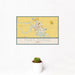 12x18 Fort Dodge Iowa Map Print Landscape Orientation in Woodblock Style With Small Cactus Plant in White Planter