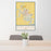 24x36 Fort Dodge Iowa Map Print Portrait Orientation in Woodblock Style Behind 2 Chairs Table and Potted Plant