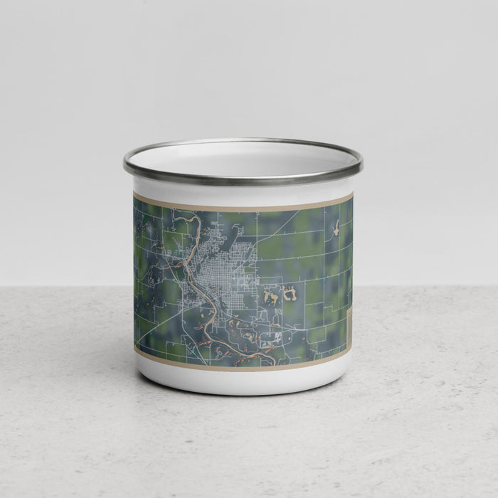 Front View Custom Fort Dodge Iowa Map Enamel Mug in Afternoon
