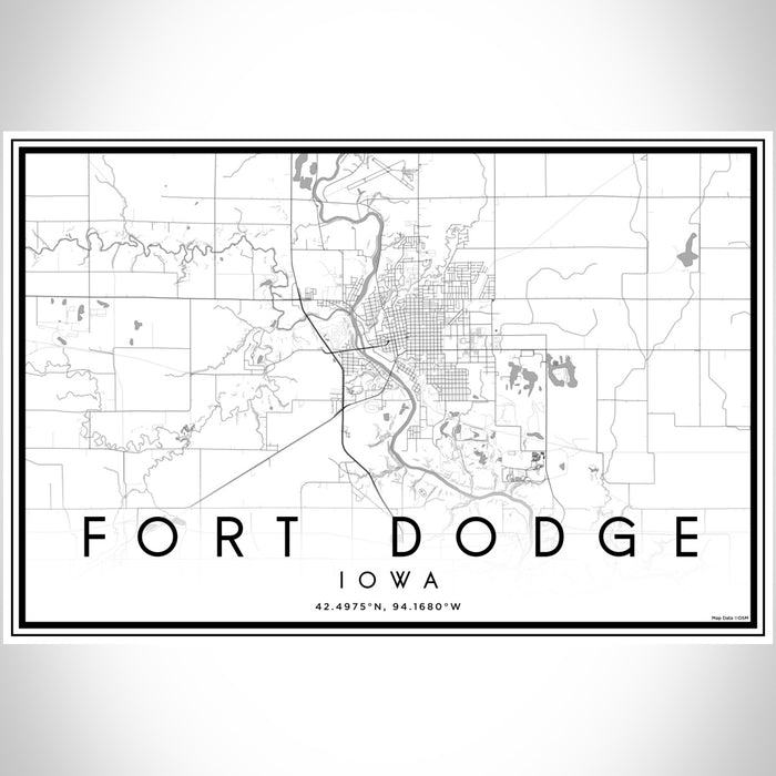 Fort Dodge Iowa Map Print Landscape Orientation in Classic Style With Shaded Background