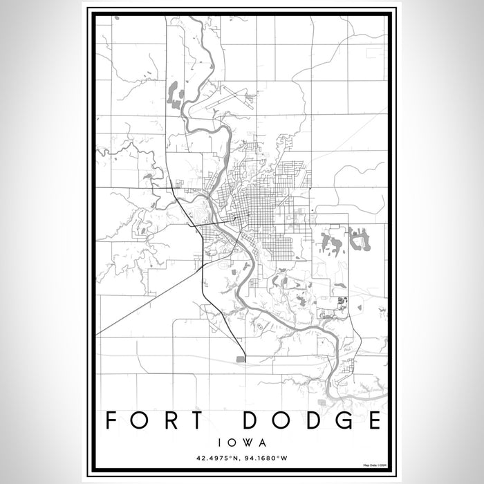 Fort Dodge Iowa Map Print Portrait Orientation in Classic Style With Shaded Background