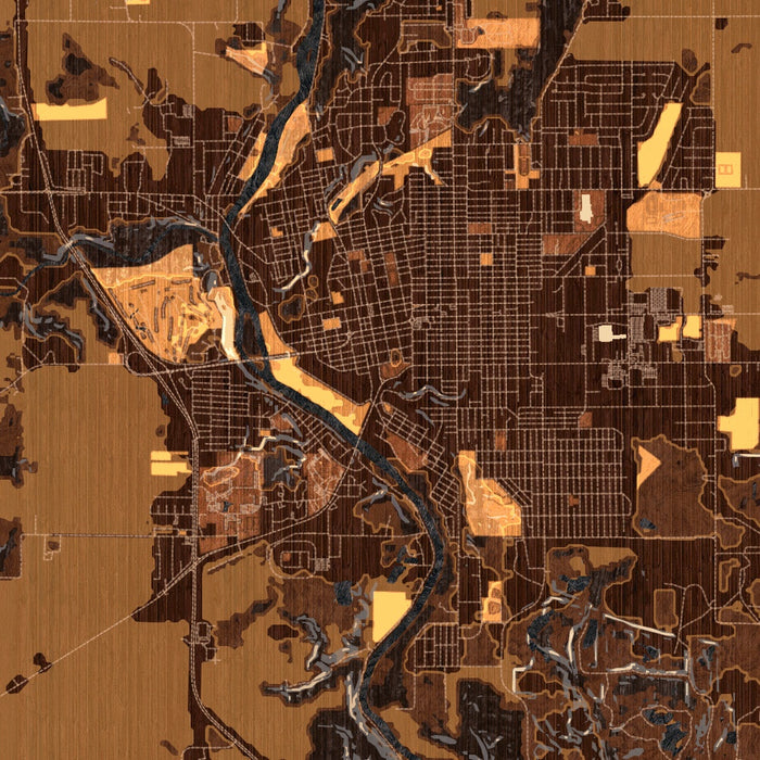 Fort Dodge Iowa Map Print in Ember Style Zoomed In Close Up Showing Details
