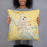 Person holding 18x18 Custom Fort Dodge Iowa Map Throw Pillow in Woodblock