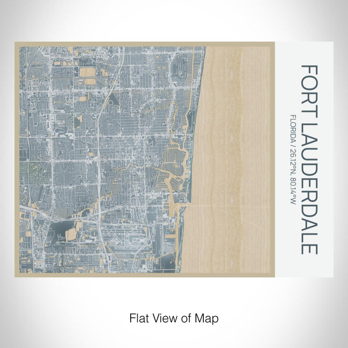 Rendered View of Fort Lauderdale Florida Map on 20oz Stainless Steel Insulated Bottle with Bamboo Top with printed afternoon style map