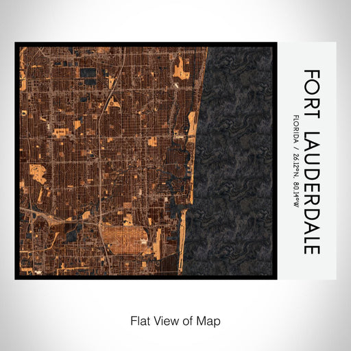 Rendered View of Fort Lauderdale Florida Map on 20oz Stainless Steel Insulated Bottle with Bamboo Top with printed ember style map