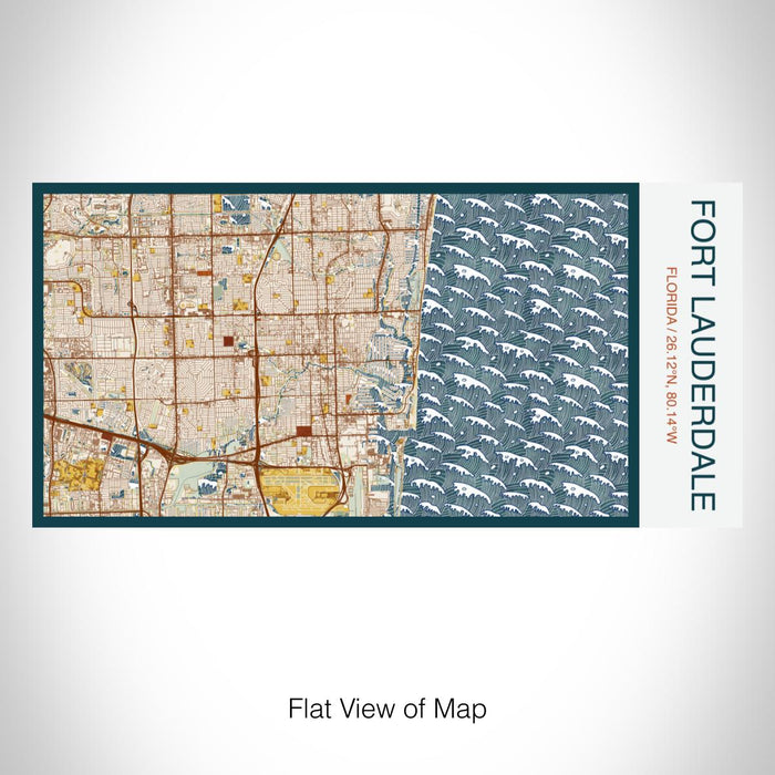 Rendered View of Fort Lauderdale Florida Map on 17oz Stainless Steel Insulated Bottle with printed woodblock style map